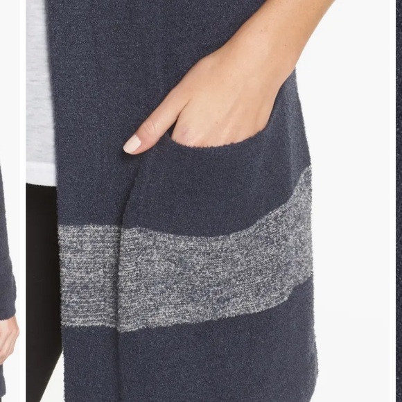 💚Barefoot Dreams Cozy Chic Coastal Open Hooded Cardigan Women's Size L/XL - Picture 4 of 10